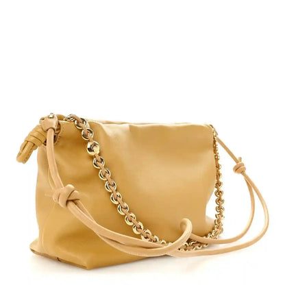 Sahara nappa leather medium clutch with chain strap and knotted front detail