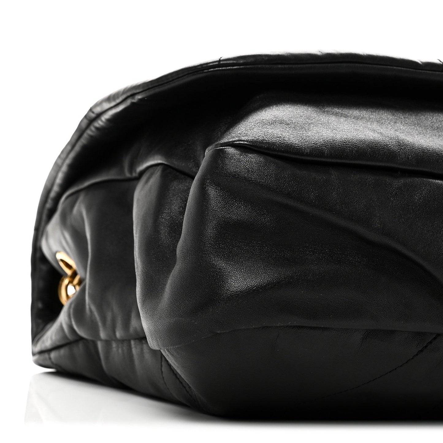 Lambskin matelassé shoulder bag in black with gold monogram detail