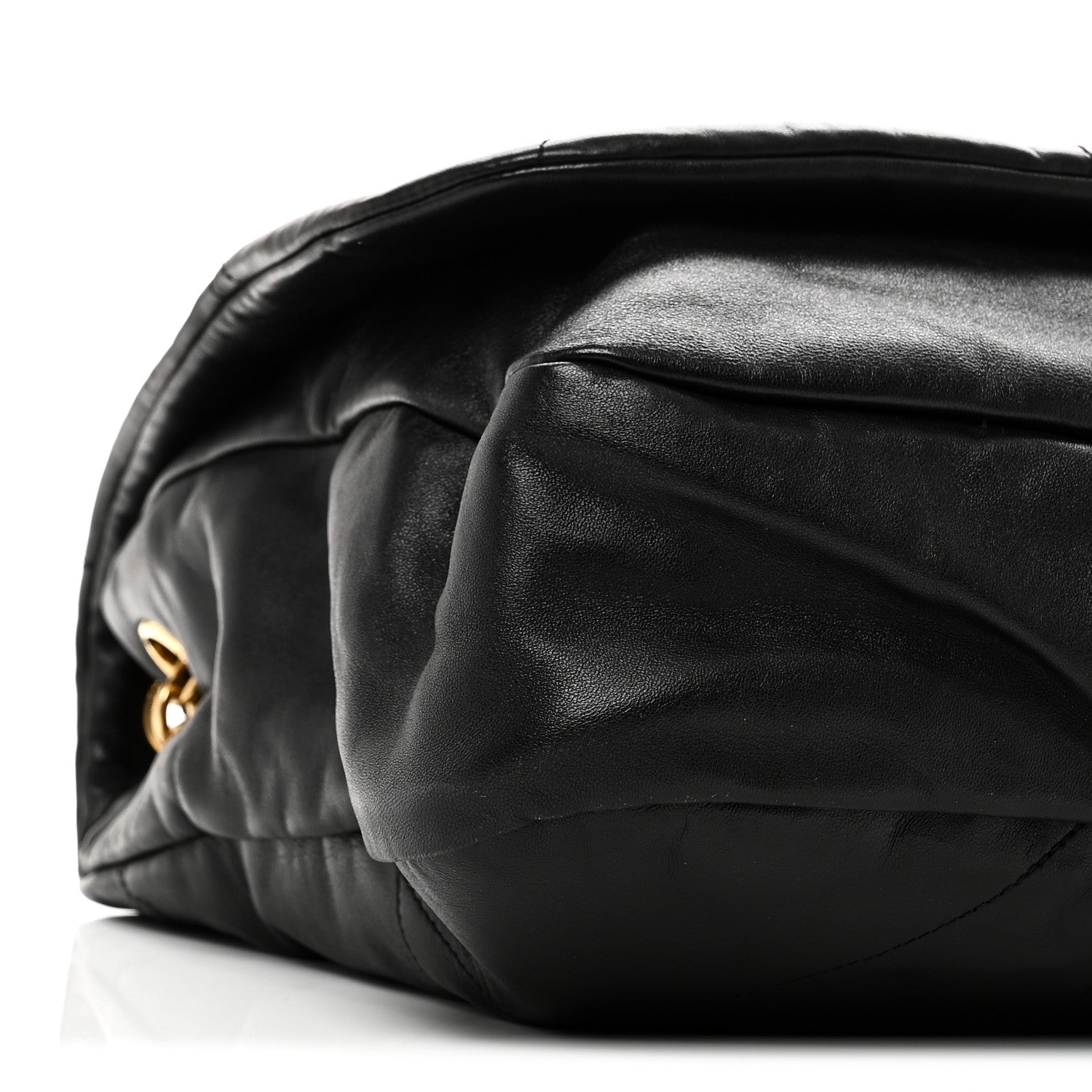 Lambskin matelassé shoulder bag in black with gold monogram detail