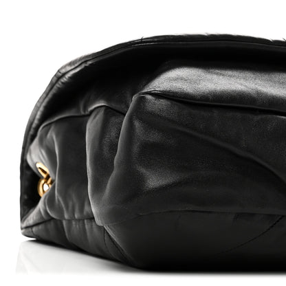 Lambskin matelassé shoulder bag in black with gold monogram detail