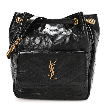 Black matelasse leather tote with YSL front monogram and chain strap