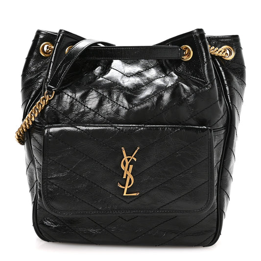 Black matelasse leather tote with YSL front monogram and chain strap