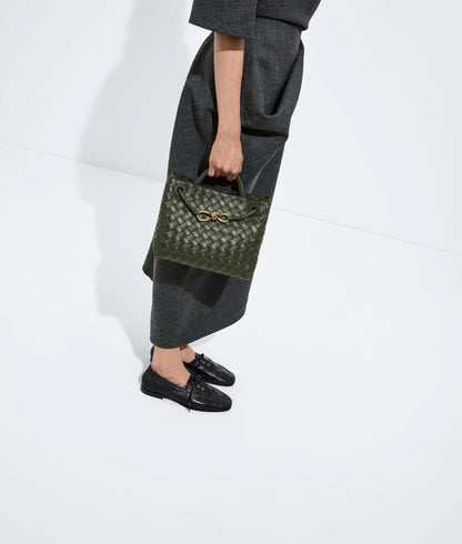 Small Andiamo Intrecciato Lambskin Leather