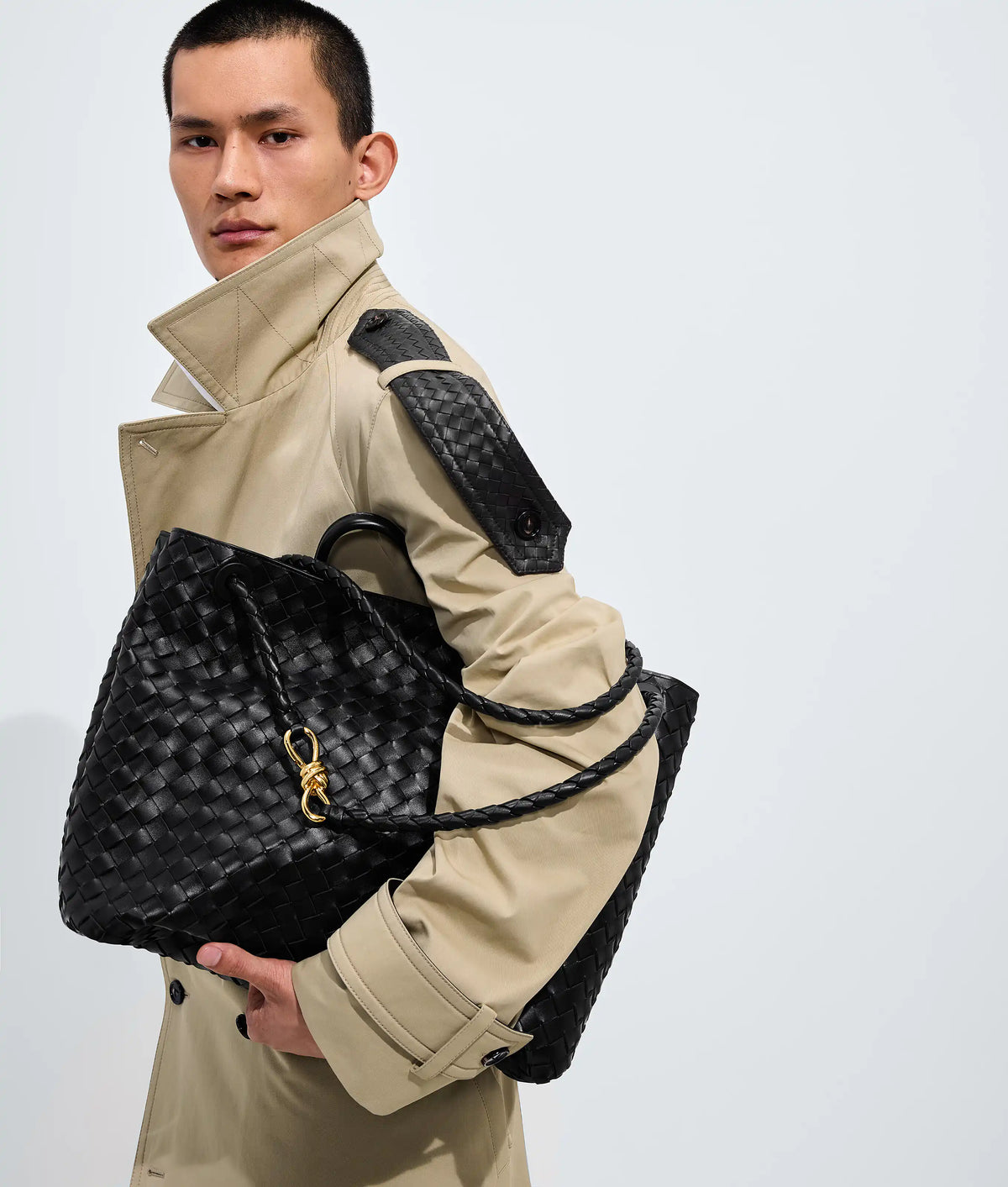 Large Andiamo Intrecciato Lambskin Leather