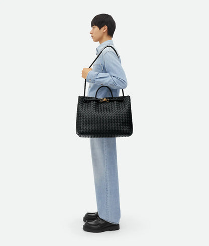 Large Andiamo Intrecciato Lambskin Leather