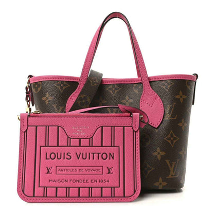 Louis Vuitton monogram tote bag with pink front organizer pouch and top handles