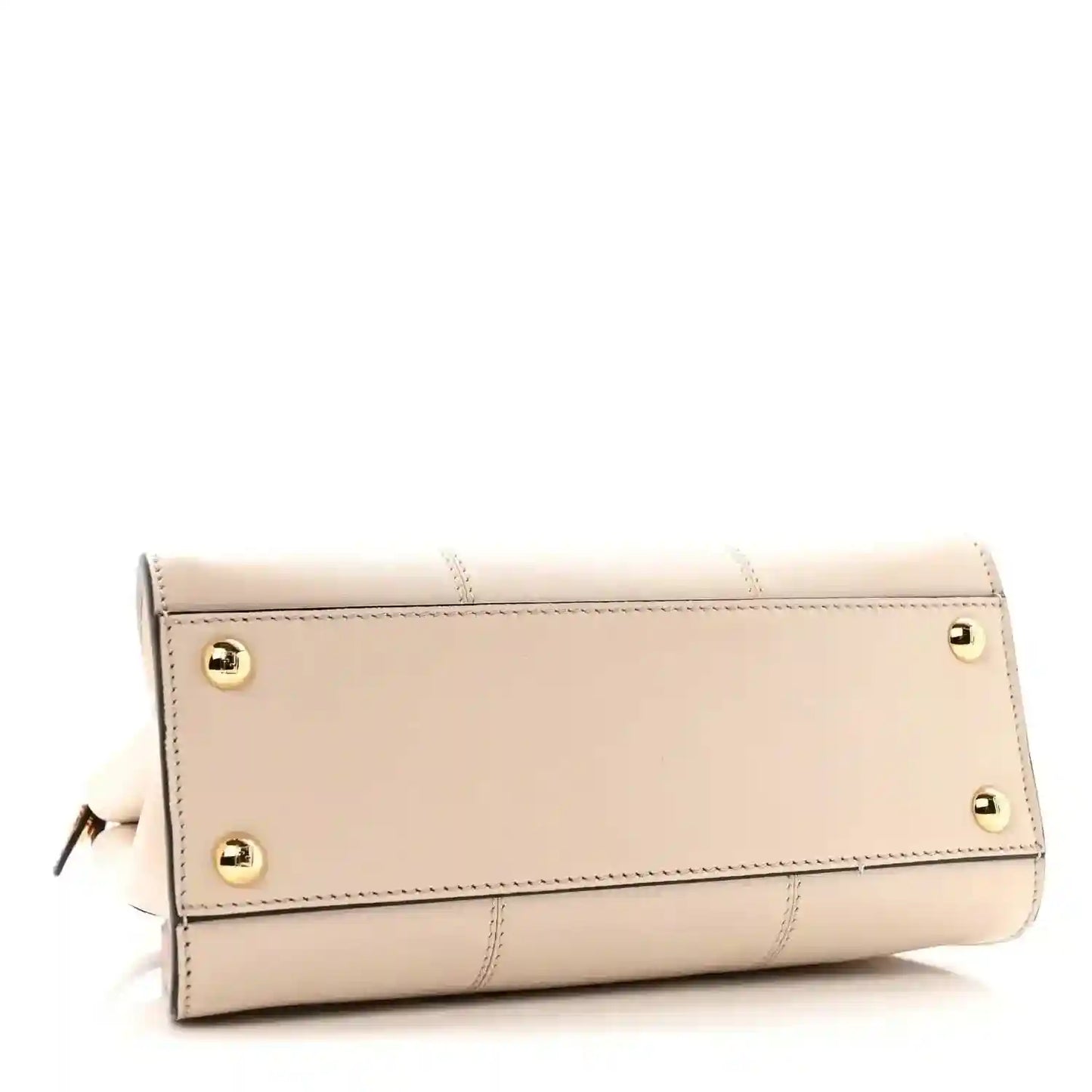 Mini Peekaboo satchel back panel in cream leather with gold snap hardware