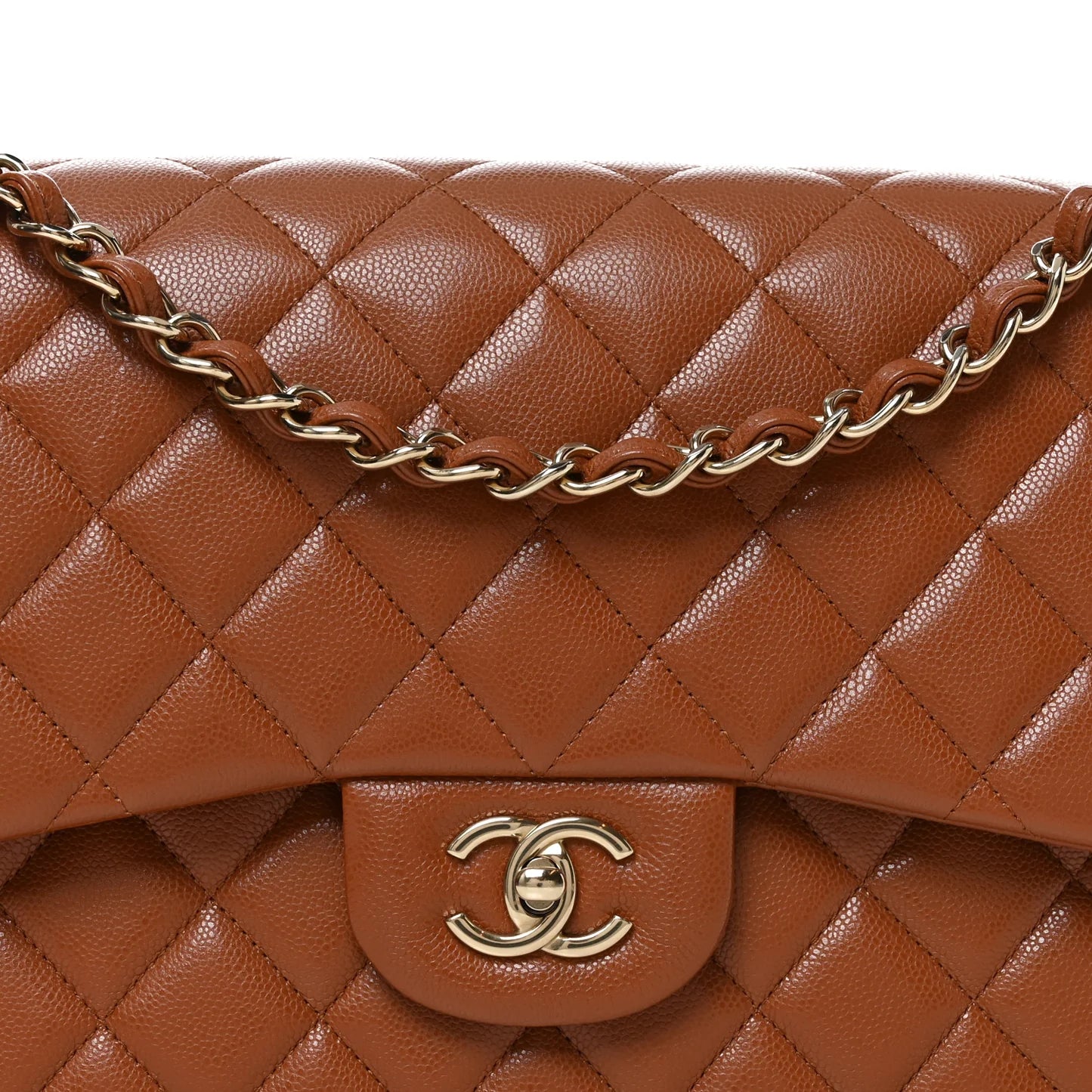 Chanel Jumbo Double Flap brown quilted leather flap with chain and CC turn-lock