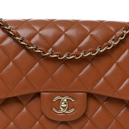 Chanel Jumbo Double Flap brown quilted leather flap with chain and CC turn-lock