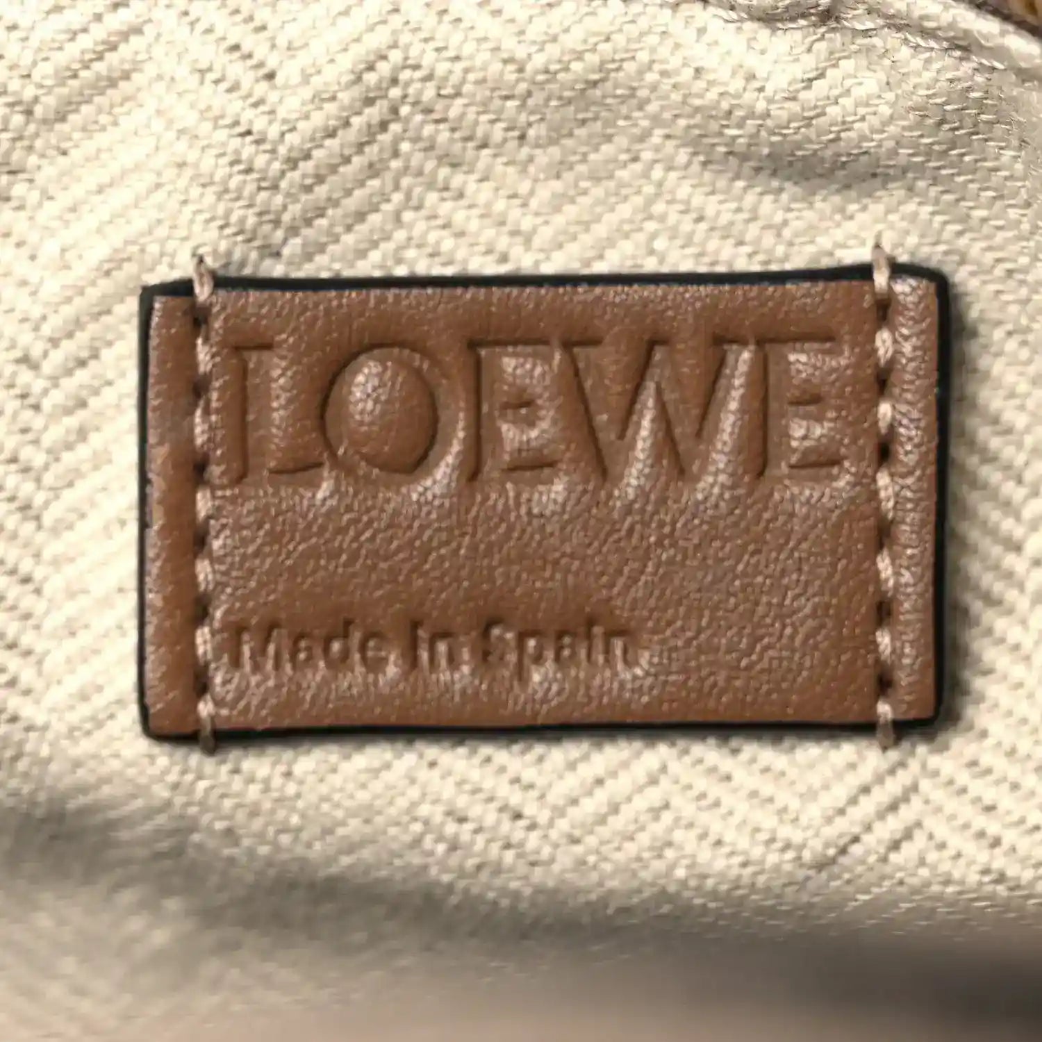 Loewe label on interior, grained tab reading 'LOEWE' and 'Made in Spain'