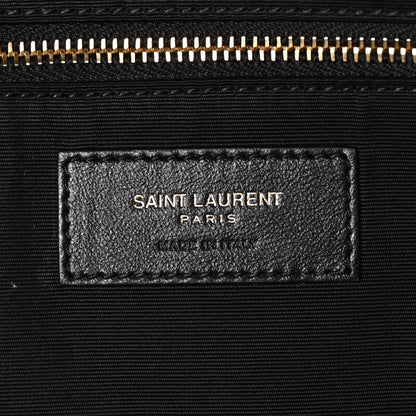 Saint Laurent Paris leather brand patch with zipper at top edge