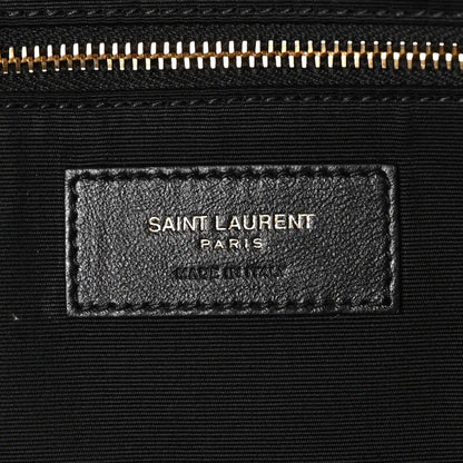 Saint Laurent Paris leather brand patch with zipper at top edge