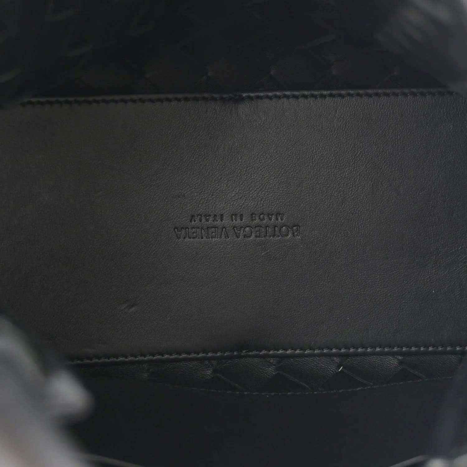 Black leather interior lining with subtle brand stamp near the top seam