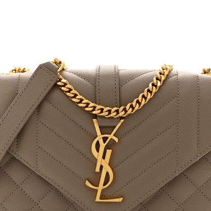 Quilted satchel flap with YSL monogram and gold chain