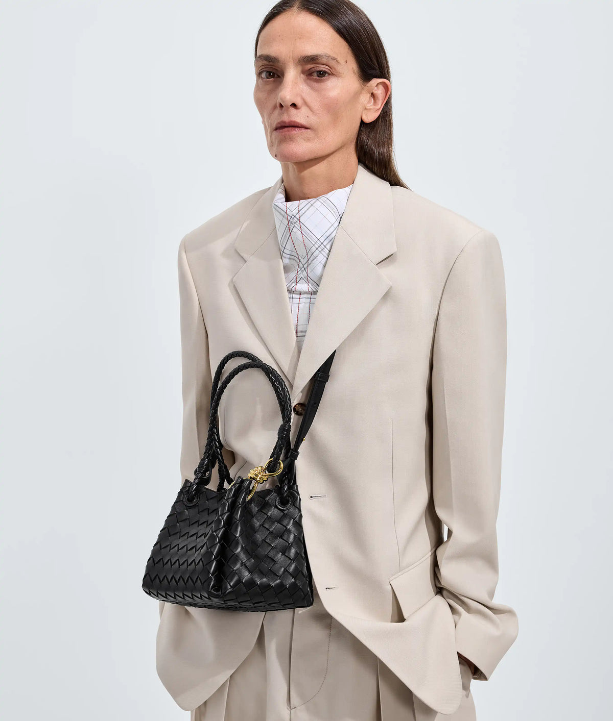 Small Parachute Intrecciato Lambskin Leather