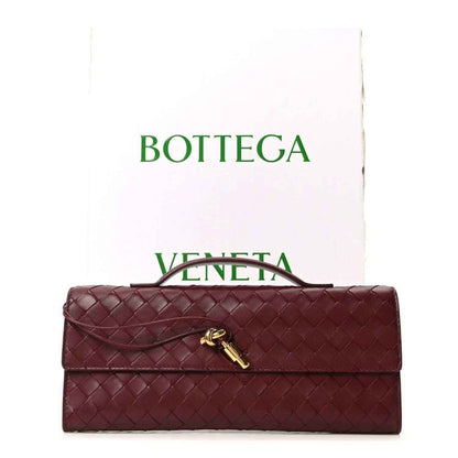 Bottega Veneta Nappa intrecciato long clutch with top handle in barolo, with dust bag