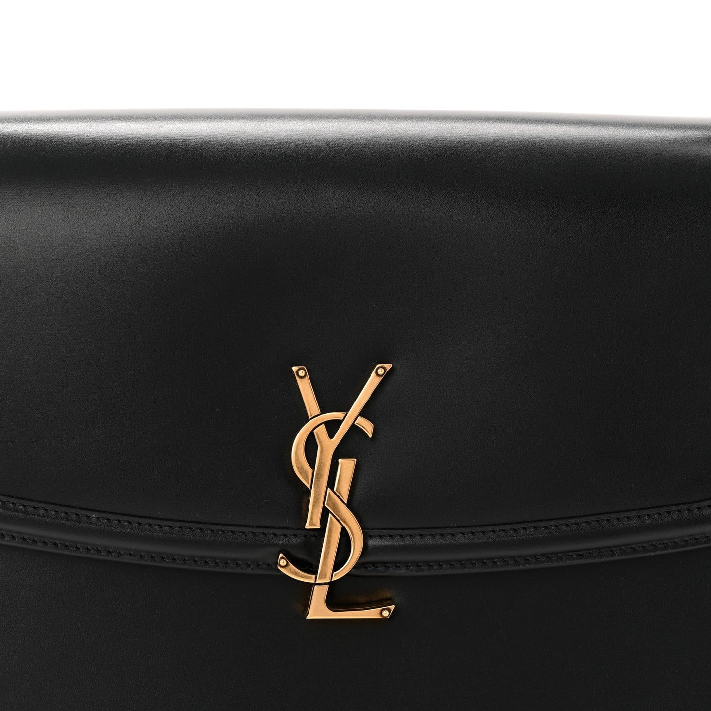 Saint Laurent black leather flap with gold-tone YSL monogram