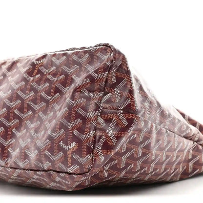 Burgundy patterned coated canvas hobo bag with Goyard logo patch and stitching