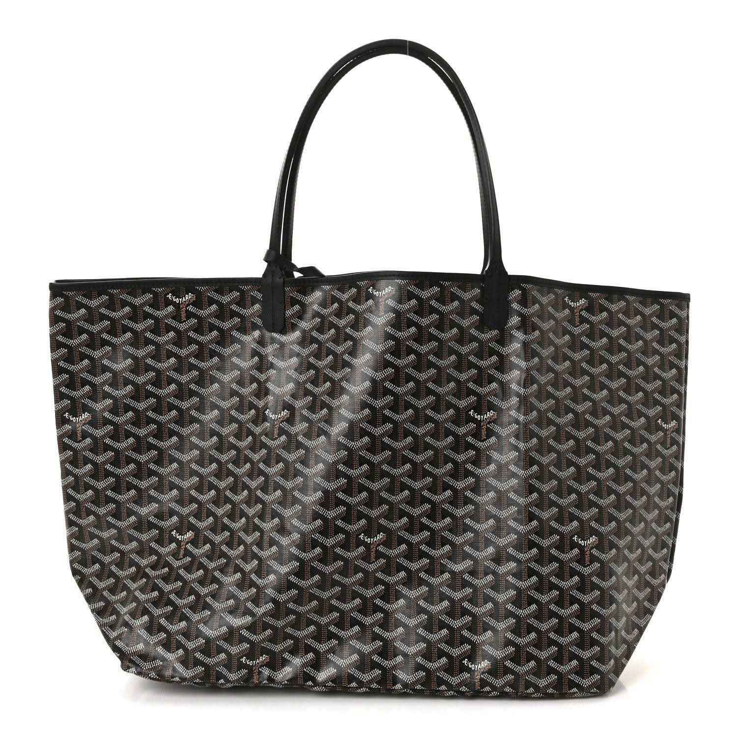 Goyardine Saint Louis GM tote bag with Goyardine pattern and black leather handles
