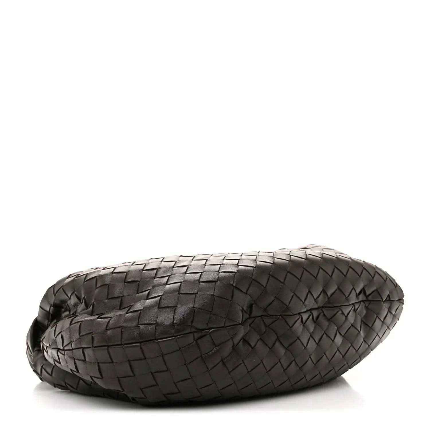 Small intrecciato leather Jodie bag with smooth rounded base and top seam
