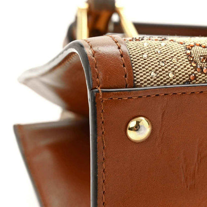 Mini Diana tote bag with brown leather trim, crystal GG monogram canvas and gold snap