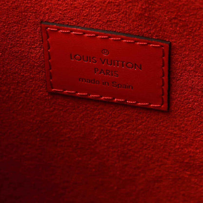 Louis Vuitton Paris made in Spain red leather label on tote bag