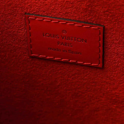 Louis Vuitton Paris made in Spain red leather label on tote bag