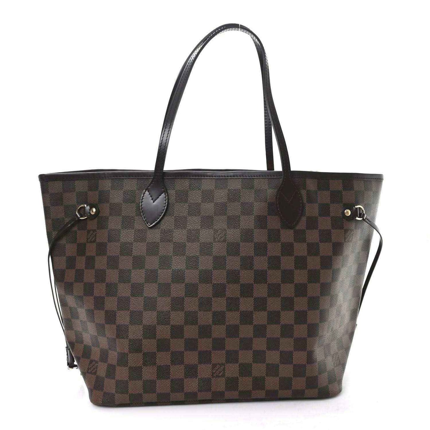 Louis Vuitton Damier Ebene Neverfull tote bag with top handles and open top design