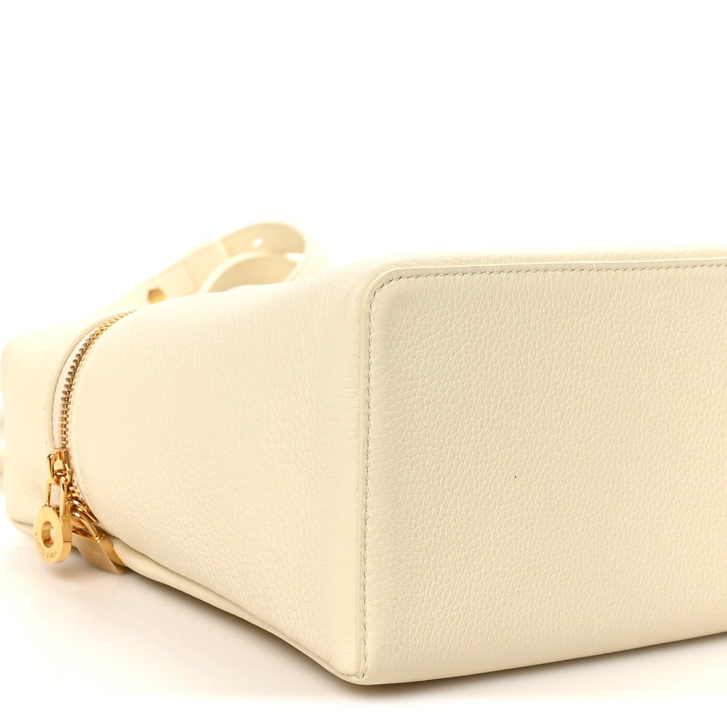 Loro Piana grained calfskin extra pocket pouch in whisper white with gold-tone zipper