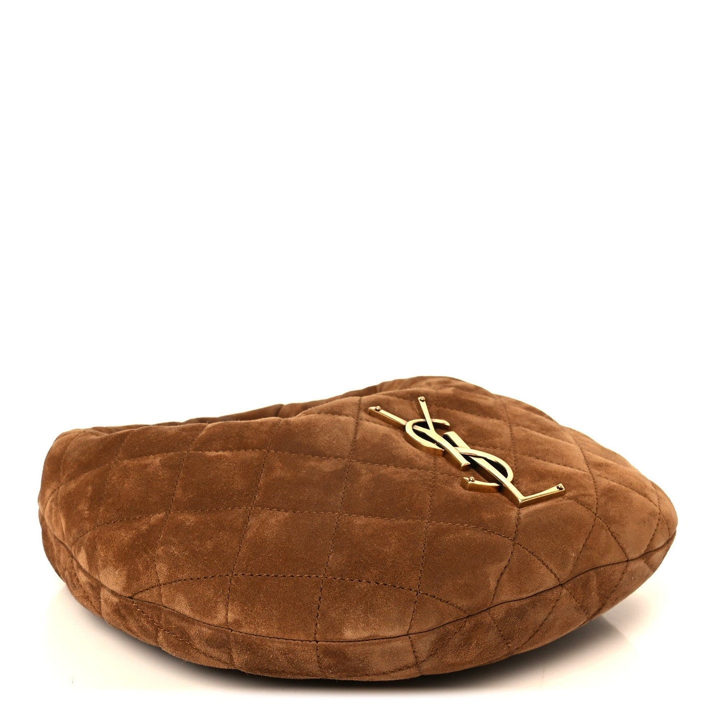 Cognac suede quilted tote bag with YSL logo on front flap