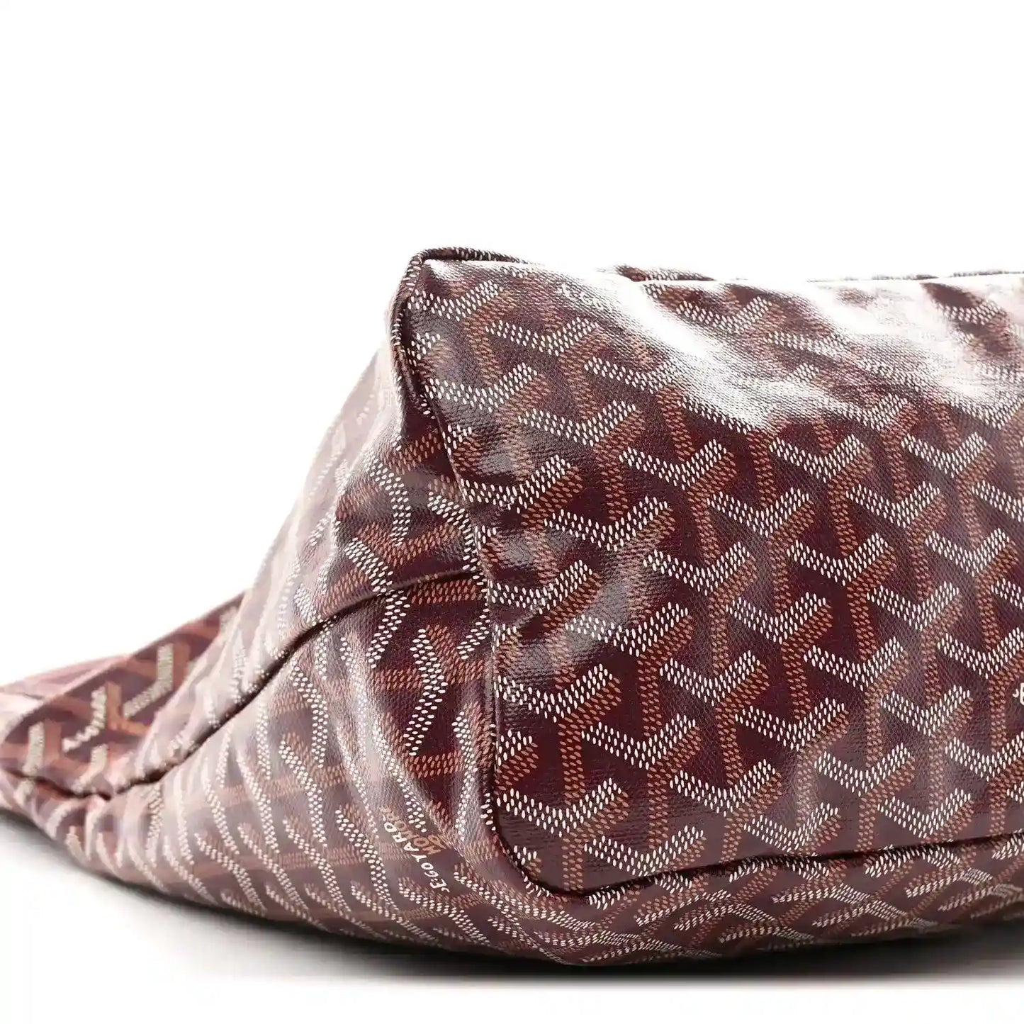 Burgundy Goyardine coated canvas hobo shoulder bag with patterned logo print
