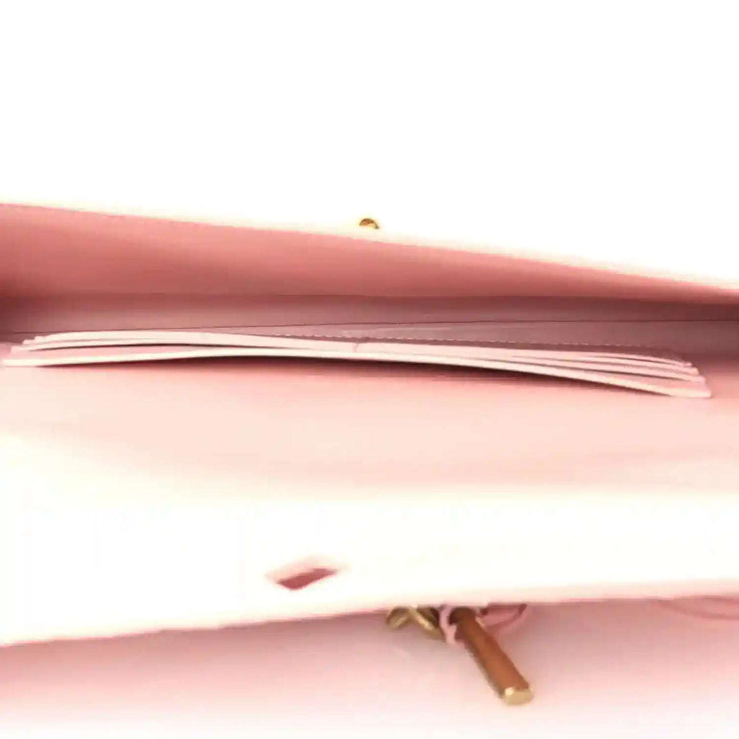 Bottega Veneta Rose pink nappa clutch interior with flap opening