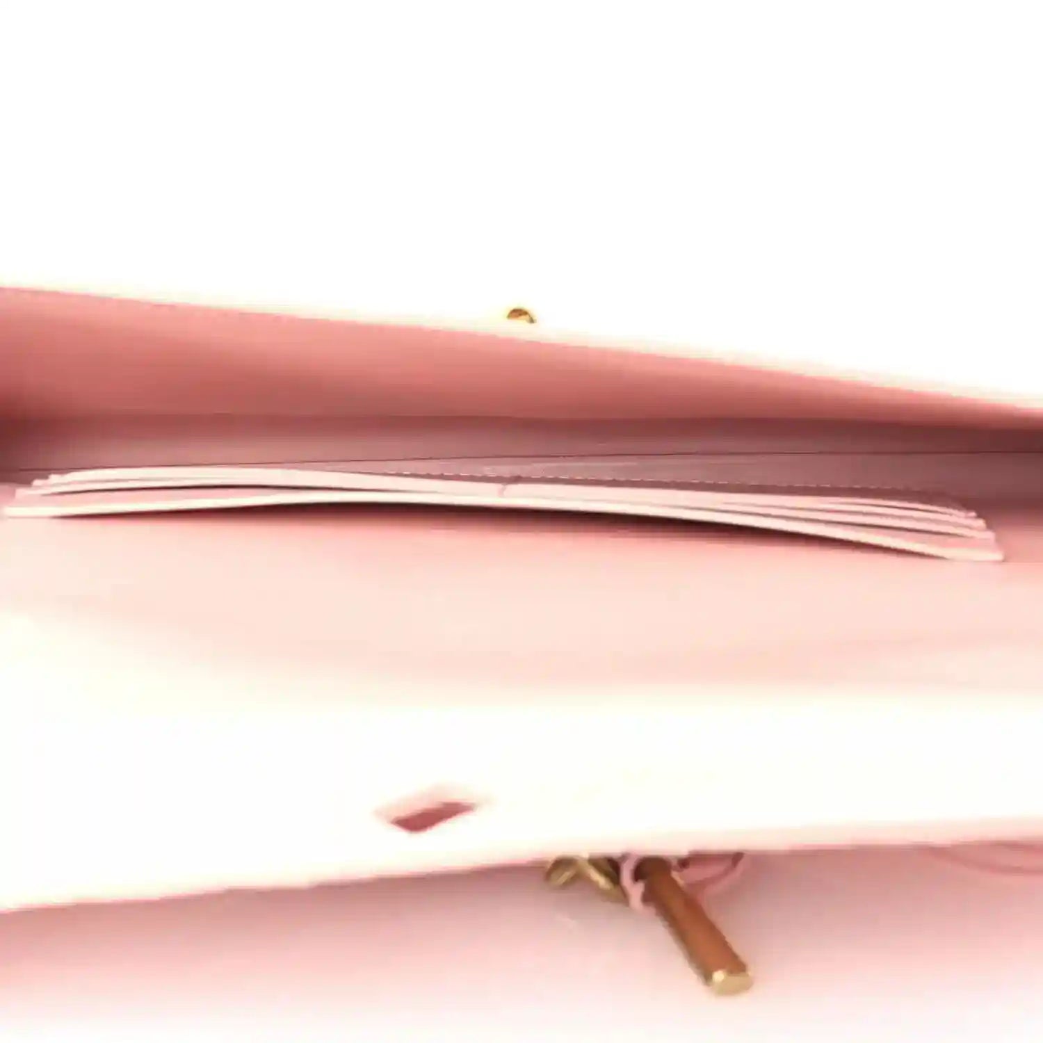 Bottega Veneta Rose pink nappa clutch interior with flap opening