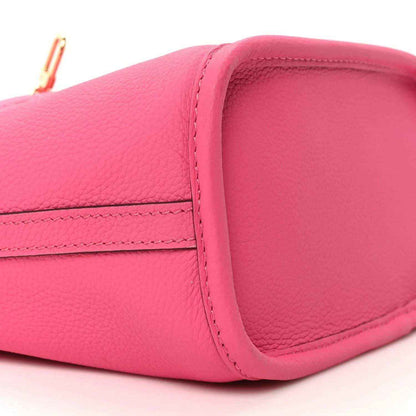 Louis Vuitton Neverfull BB bag pink leather side seam with contrast stitching close-up