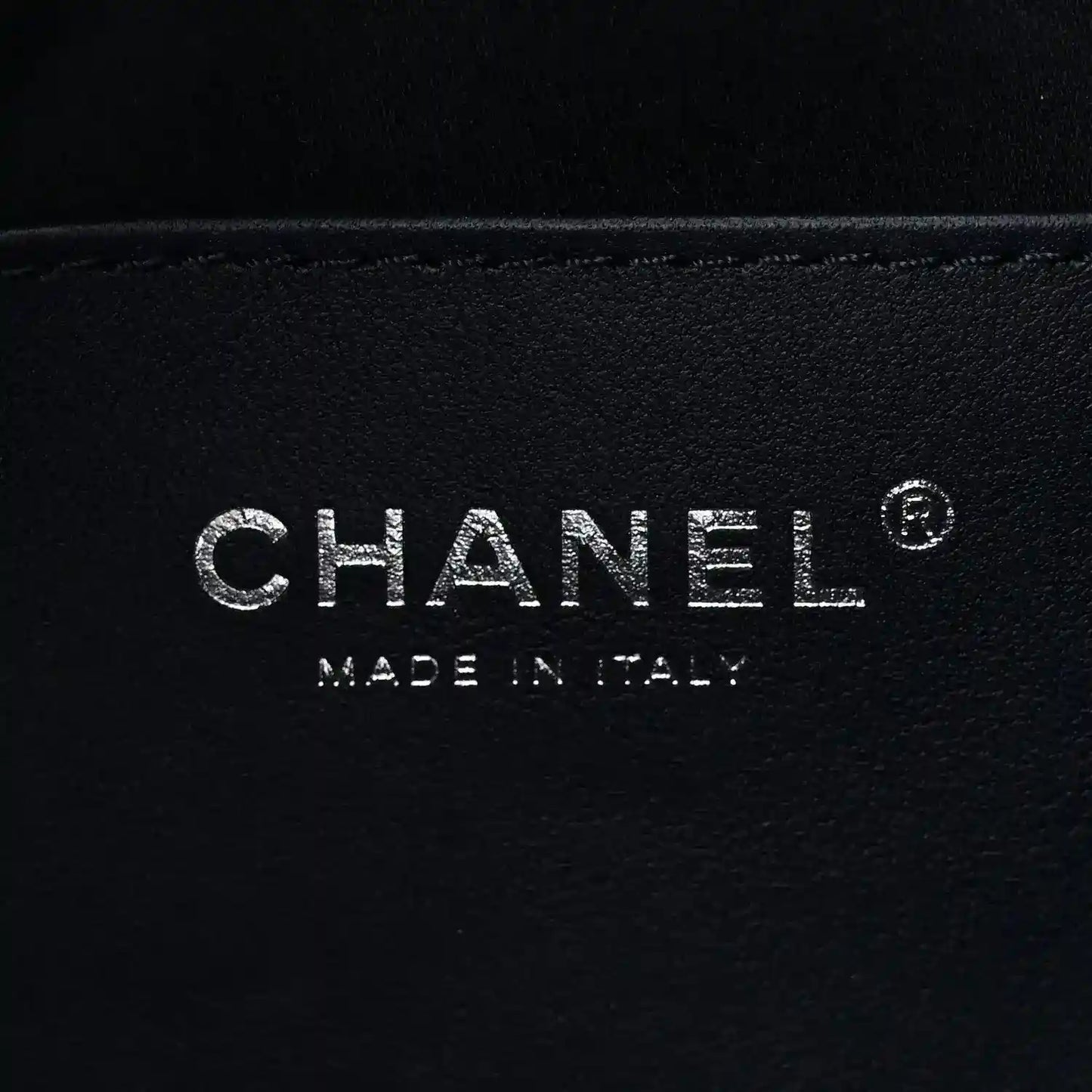 Mini quilted handbag lining with CHANEL logo, dark blue