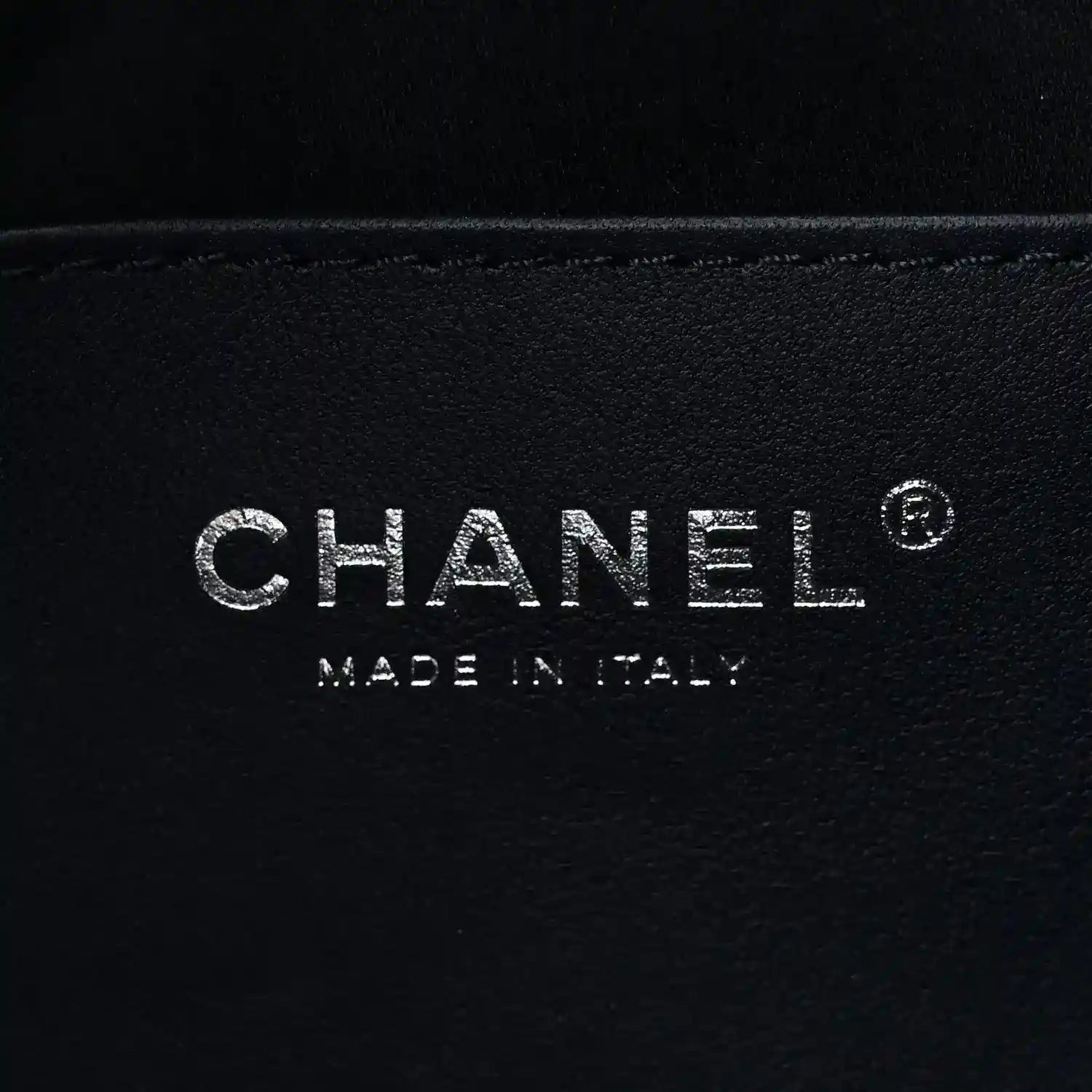 Mini quilted handbag lining with CHANEL logo, dark blue