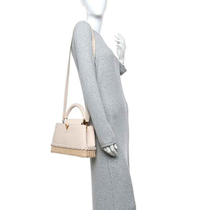 Louis Vuitton rattan handbag with short strap and top handle