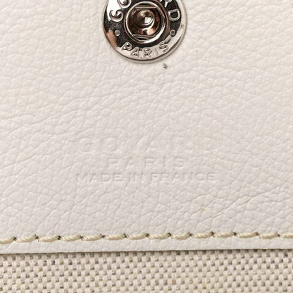 Goyard Saint Louis PM tote bag snap hardware on white leather trim