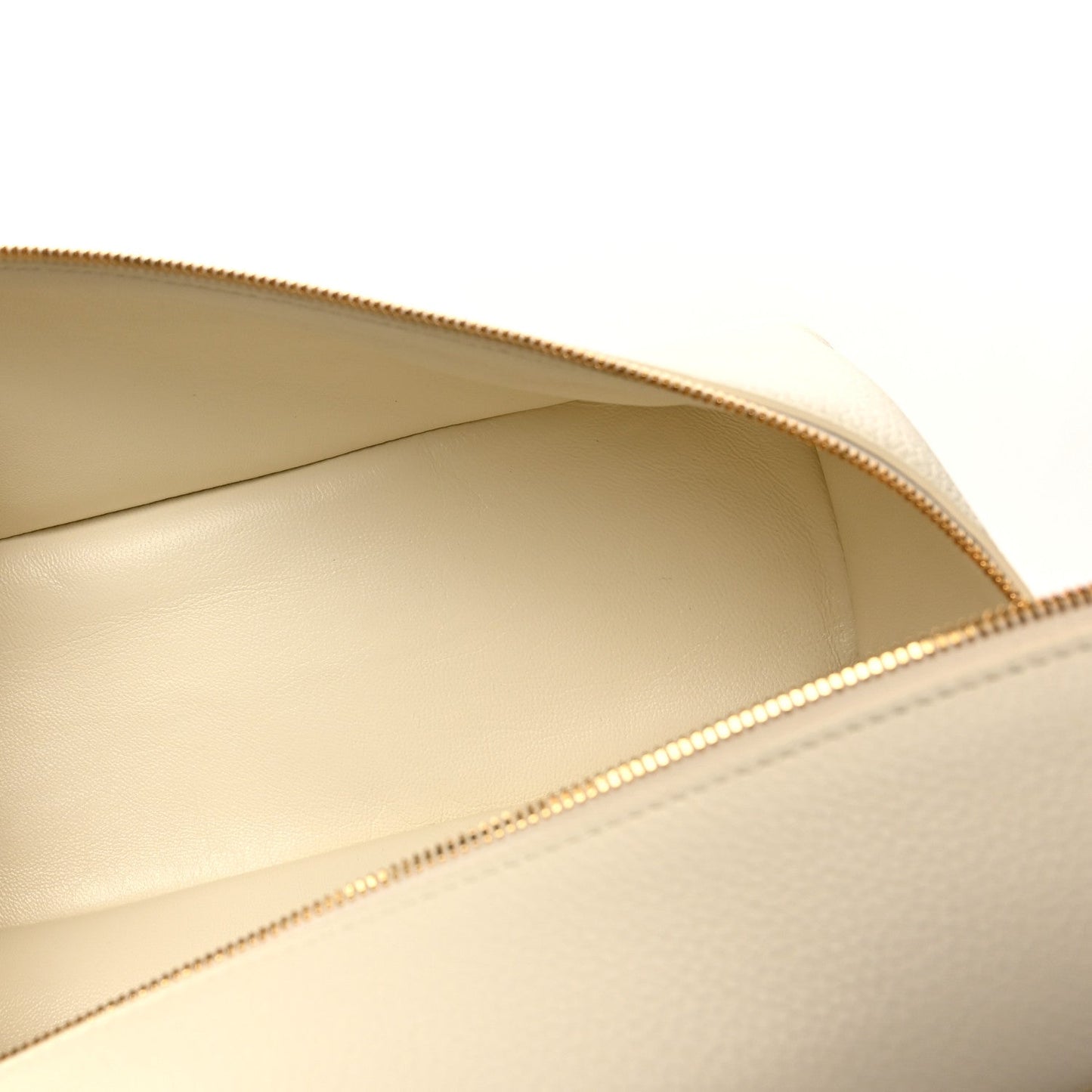 Loro Piana grained calfskin extra pocket pouch interior with visible top zipper