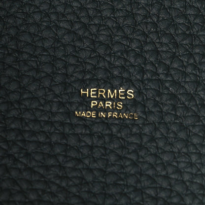 Black textured leather panel with embossed HERMES PARIS and MADE IN FRANCE