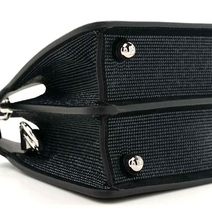 Petite satchel with textured nappa leather and crystal FF logo hardware, top zipper