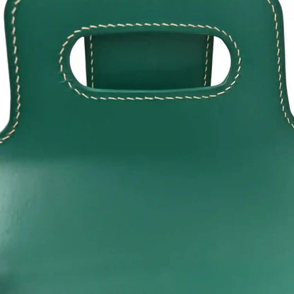 Green Goyardine Saigon PM bag front opening with stitched rectangular cutout