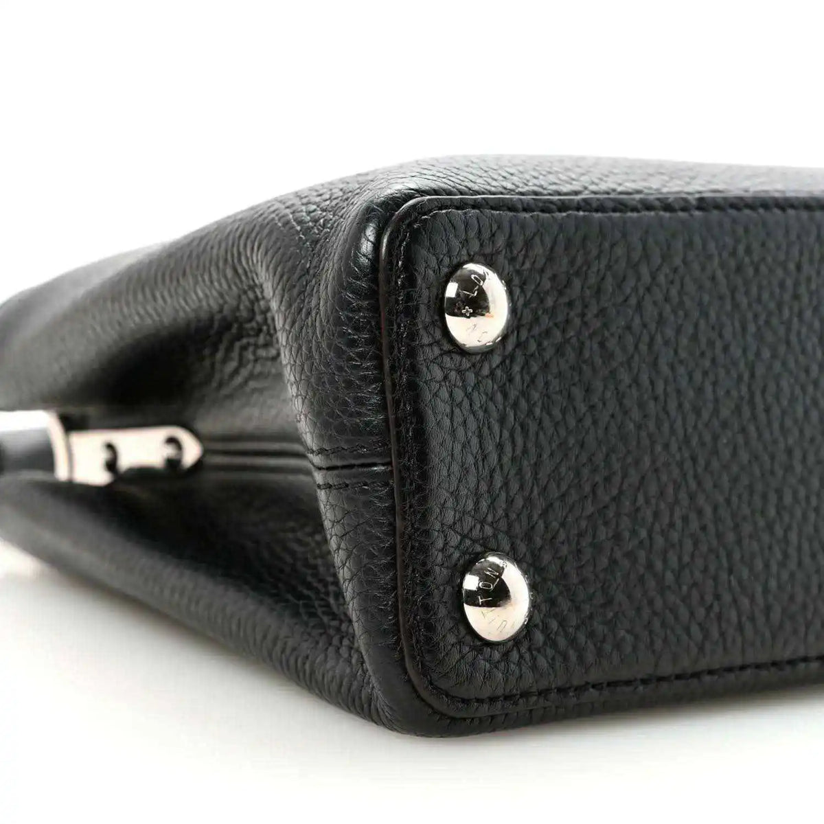 Louis Vuitton Capucines BB black leather corner with round stud hardware