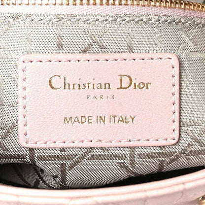 Mini Lady Dior handbag interior leather label reading Christian Dior Paris Made in Italy