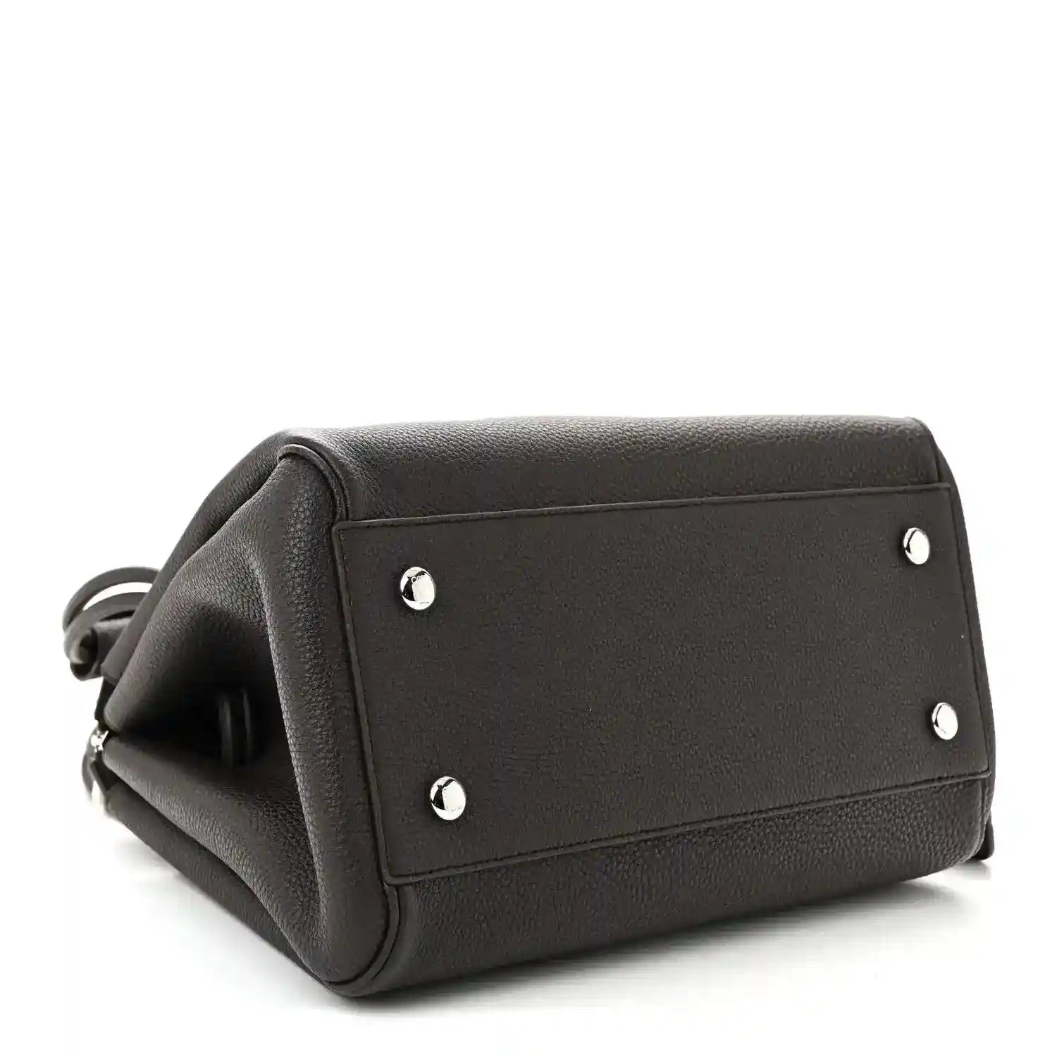 Loewe Madrid medium bag in dark leather with front flap and silver stud hardware