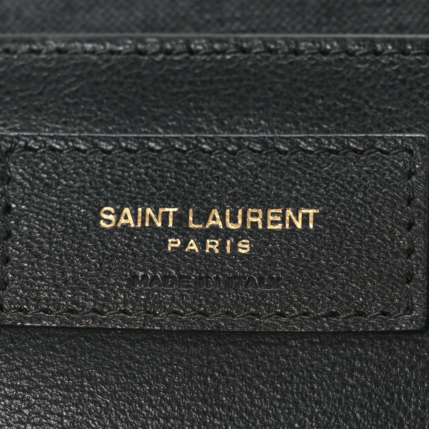 SAINT LAURENT PARIS leather logo label with Made in Italy text