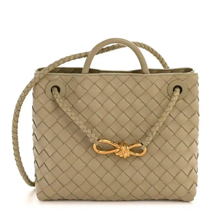 Bottega Veneta small Andiamo intrecciato nappa leather shoulder bag in travertine color