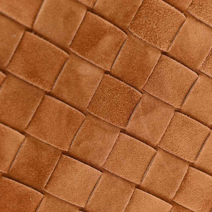 Amber suede intrecciato weave panel with interlaced diamond pattern detail