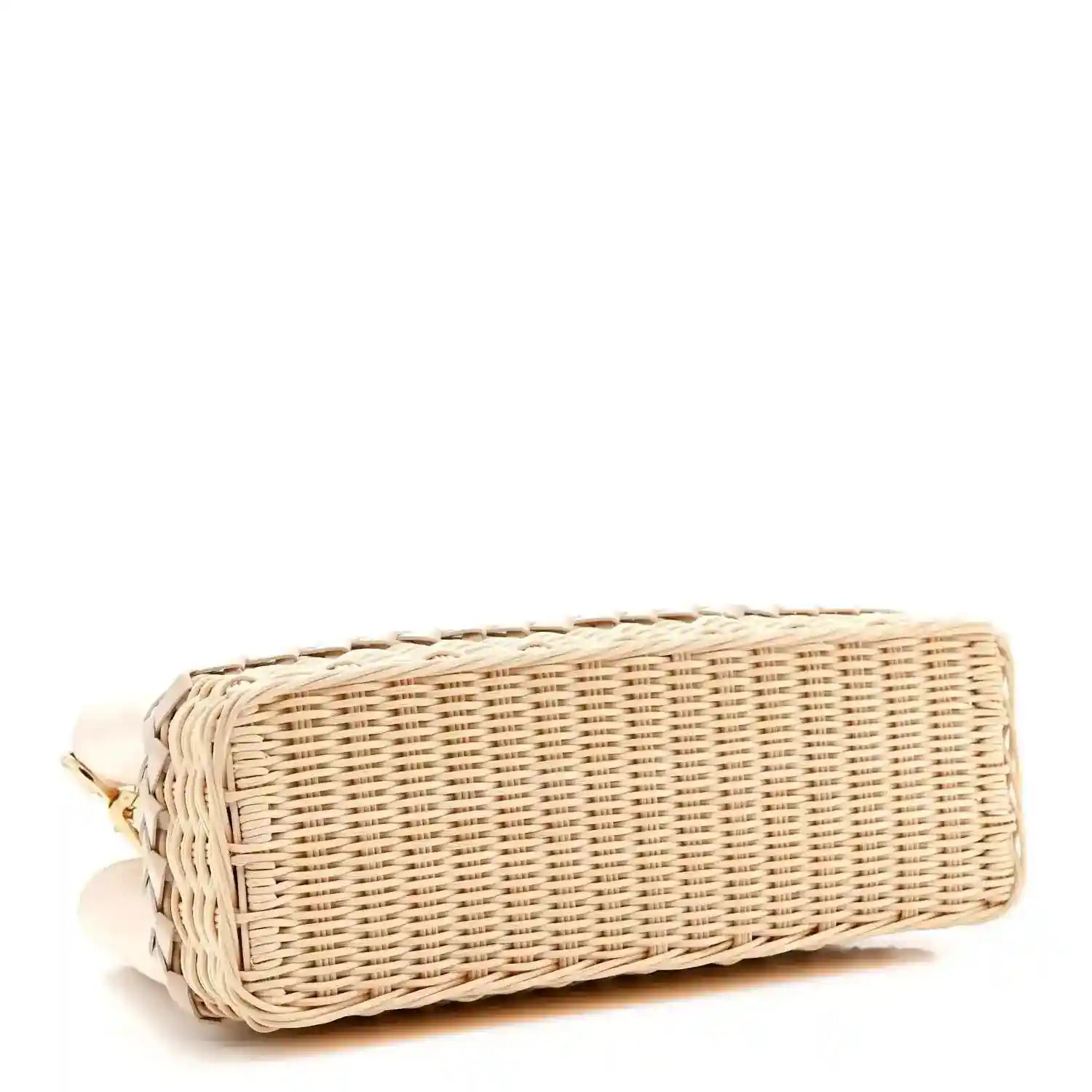 Louis Vuitton rattan handbag base with braided weave and leather trim