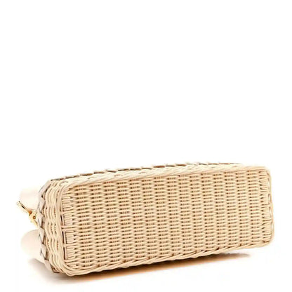 Louis Vuitton rattan handbag base with braided weave and leather trim